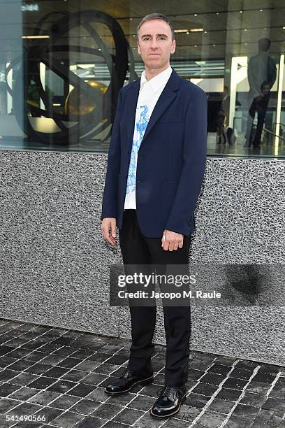 Raf Simons attends private dinner hosted by Miuccia Prada and Patrizio Bertelli during Milan Men's Fashion Week SS17 at Fondazione Prada on June 19,...