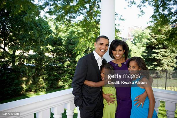 Obama Family are photographed for Essence Magazine on June 19, 2008 at home in Chicago, Illinois. PUBLISHED IMAGE.