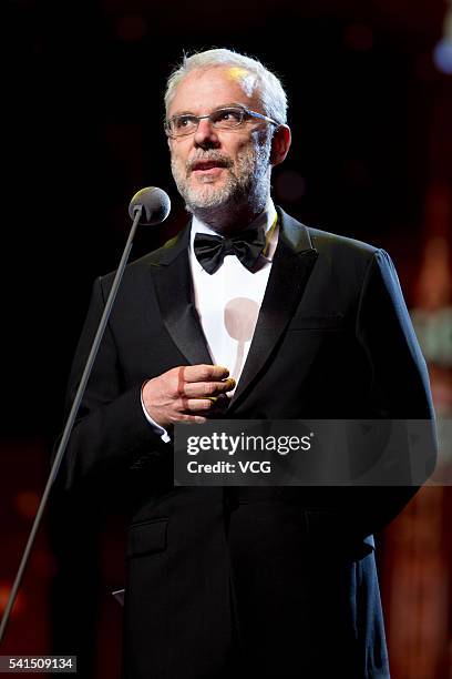 Italian director, screenwriter and actor Daniele Luchetti attends the closing ceremony of 19th Shanghai International Film Festival on June 19, 2016...