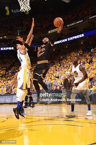 Mo Williams of the Cleveland Cavaliers shoots the ball against the Golden State Warriors in Game Seven of the 2016 NBA Finals on June 19, 2016 at...