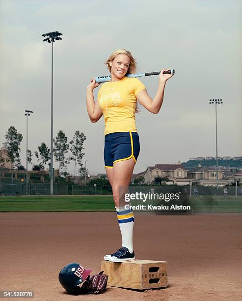 Softball pitcher Jennie Finch is photographed for ESPN magazine in 2003 in Los Angeles, California.