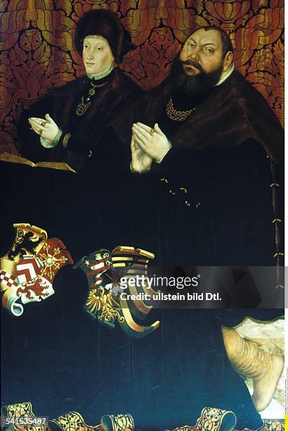 Paintings John Frederick I, 30.06.1503-03.03.1554+ 1532-1547 Elector of Saxony from 1547 on Duke only John alongside his wife Sybilla - altar...