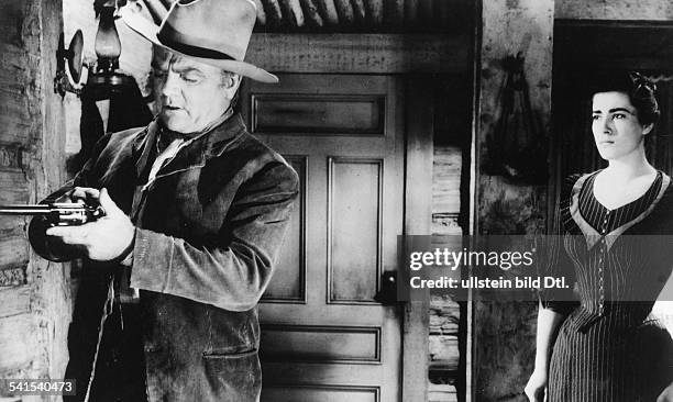 Cagney, James - Actor, USA - *17.07.1899-+ Scene from the movie 'Tribute to a Bad Man'' with Irene Papas Directed by: Robert Wise USA 1956 Produced...