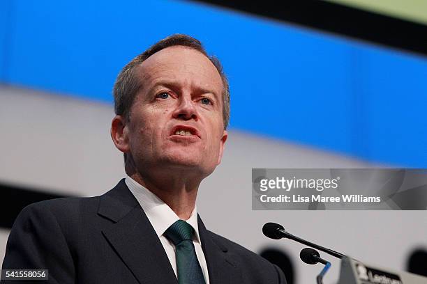 Opposition Leader Bill Shorten speaks during the National Catholic Education Commission Conference at Perth Convention and Exhibition Centre on June...