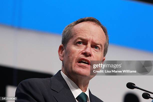 Opposition Leader Bill Shorten speaks during the National Catholic Education Commission Conference at Perth Convention and Exhibition Centre on June...