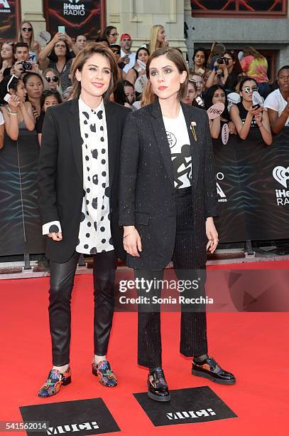 Tegan Rain Quin and Sara Keirsten Quin of Tegan and Sara arrive at the 2016 iHeartRADIO MuchMusic Video Awards at MuchMusic HQ on June 19, 2016 in...