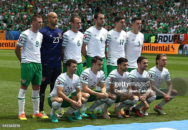 Team Republic of Ireland poses before the UEFA EURO 2016 Group E match between Belgium and Republic of Ireland at Stade Matmut Atlantique on June 18,...