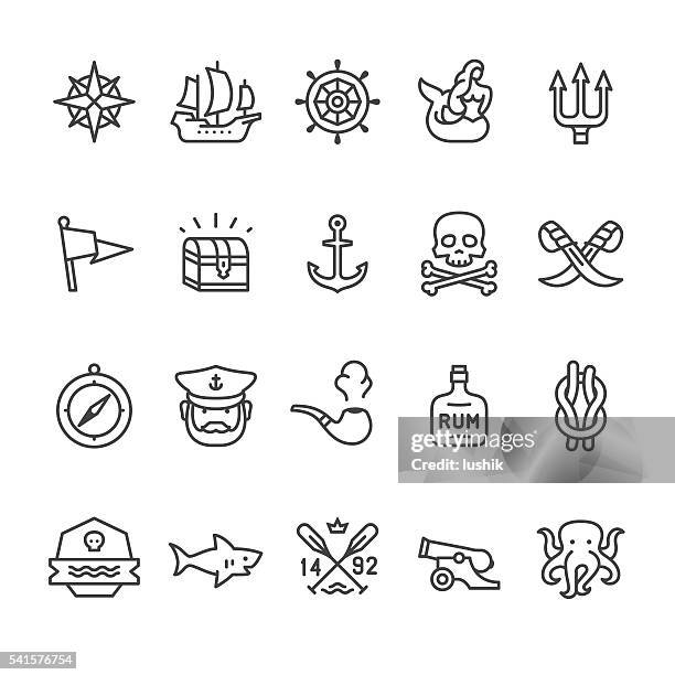 segler historischen vektor-icons - pirate stock-grafiken, -clipart, -cartoons und -symbole