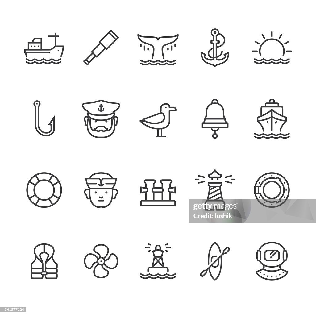 Porto tema náutico e Ícones Vetorizados