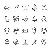 Nautical and Harbor theme vector icons