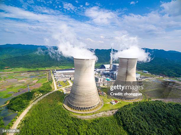 coal powerplant in china - cooling tower stock pictures, royalty-free photos & images