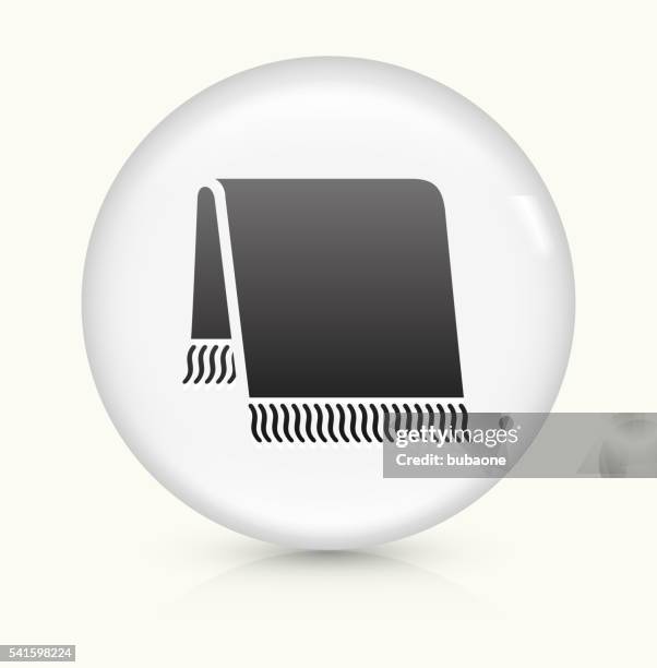 bath towel icon on white round vector button - beach towel flat stock illustrations