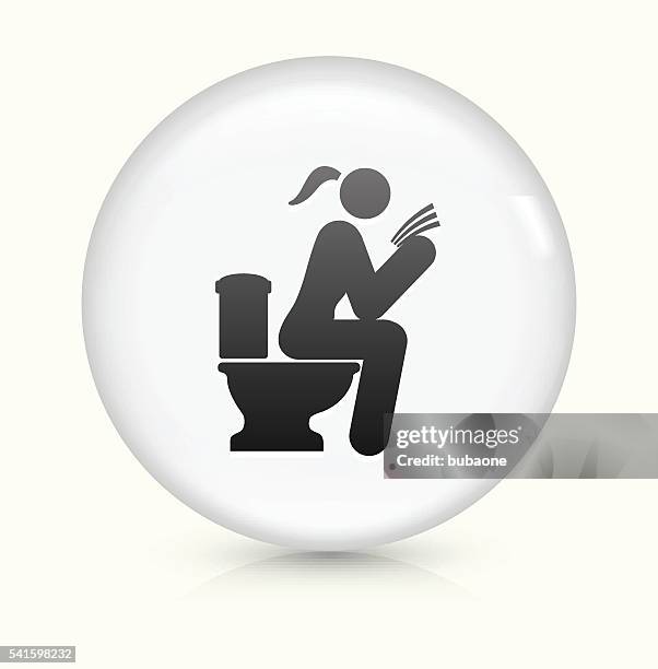 sitzend auf einem wc symbol auf einem weißen, runden vektor-button - bad news stock-grafiken, -clipart, -cartoons und -symbole
