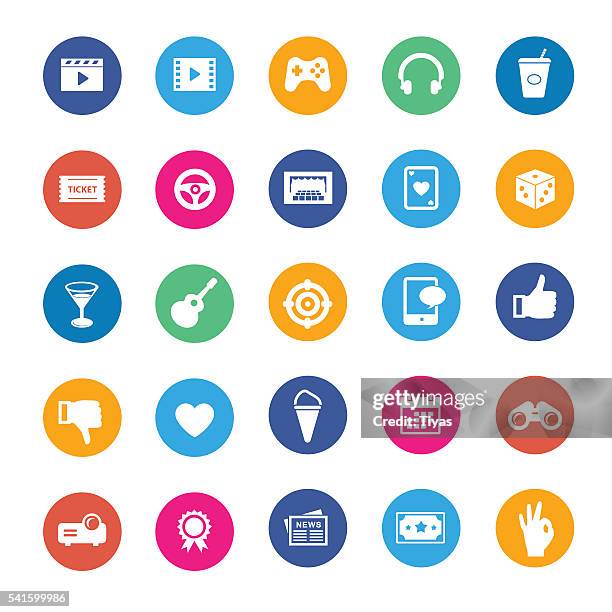 entertainments vector icon set - rubix cube stock illustrations