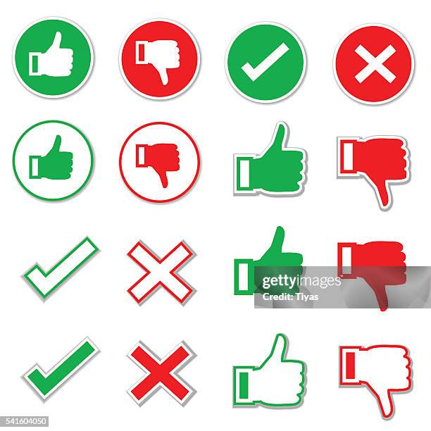 stockillustraties, clipart, cartoons en iconen met check mark icon set - kwaad