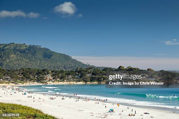 carmel beach - carmel california stock-fotos und bilder