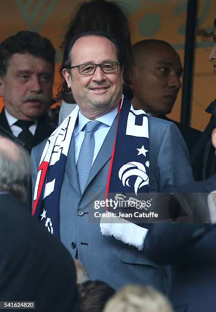 President of France Francois Hollande attends the UEFA EURO 2016 Group A match between Switzerland and France at Stade Pierre-Mauroy on June 19, 2016...