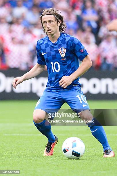 Luka Modric of Croatia during Group-D preliminary round between Turkey and Croatia at Parc des Princes on June 12, 2016 in Paris, France.