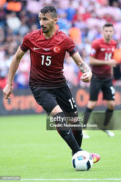 Mehmet Topal of Turkey during Group-D preliminary round between Turkey and Croatia at Parc des Princes on June 12, 2016 in Paris, France.