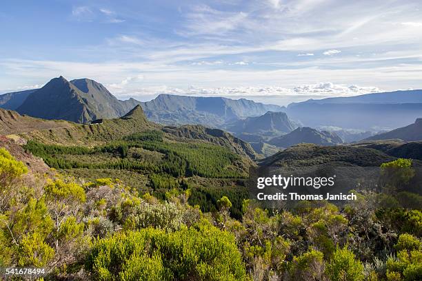 view into cirque de salazie from col de boeufs, la réunion - réunion fotografías e imágenes de stock