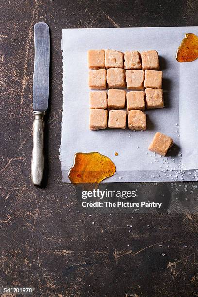 fudge candy - butterscotch sauce stock pictures, royalty-free photos & images
