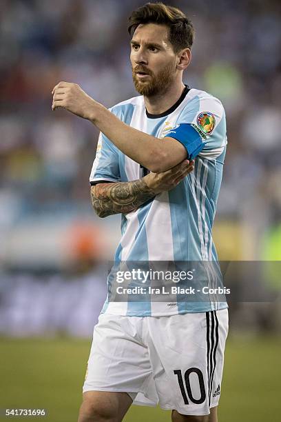 Argentina national team Captain Lionel Messi during the 2016 Copa America Centenario quarterfinal match against Venezuela at Gillette Stadium on June...