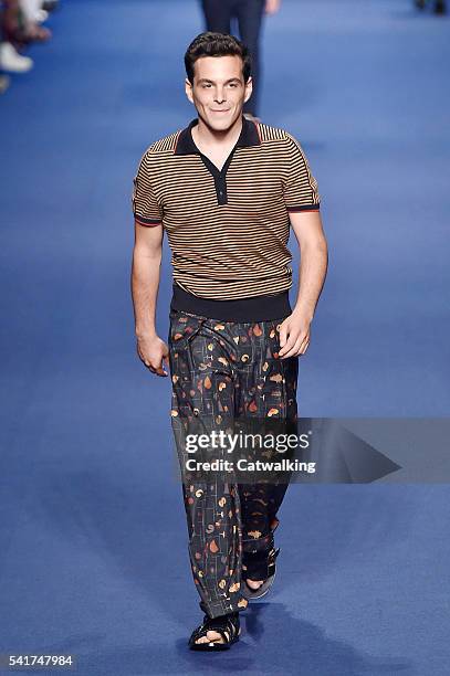 Model walks the runway at the Etro Spring Summer 2017 fashion show during Milan Menswear Fashion Week on June 20, 2016 in Milan, Italy.