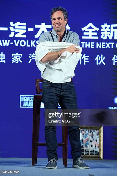 Actor Mark Ruffalo attends "Now You See Me 2" press conference at Park Hyatt Hotel on June 20, 2016 in Beijing, China.