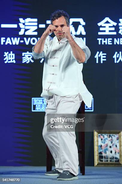 Actor Mark Ruffalo attends "Now You See Me 2" press conference at Park Hyatt Hotel on June 20, 2016 in Beijing, China.