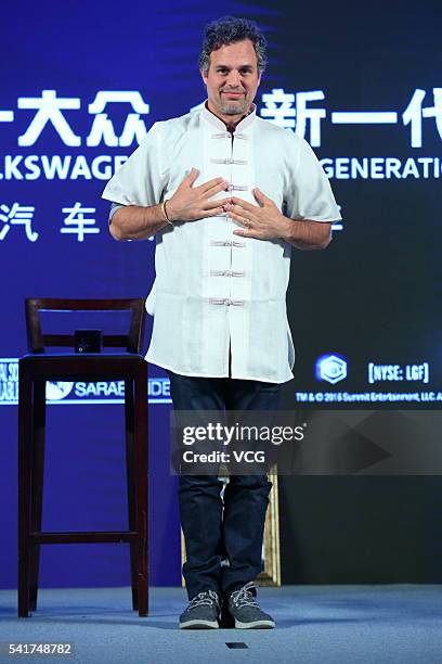 Actor Mark Ruffalo attends "Now You See Me 2" press conference at Park Hyatt Hotel on June 20, 2016 in Beijing, China.