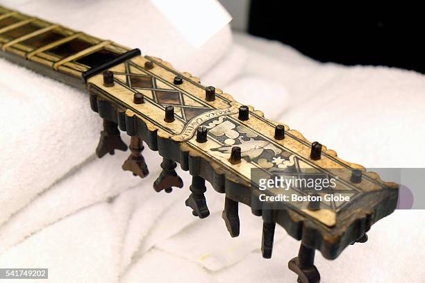 Detail of a rare guitar from the 1720's at Mass. General Hospital in Boston on June 7, 2016. The Isabella Stewart Gardner Museum is seeking help from...
