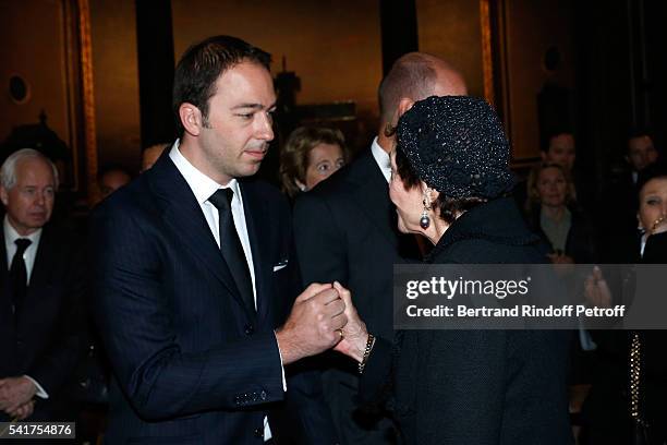 Le Prince Dushan de Yougoslavie" and "S.A.R. La Princesse Michel de Bourbon Parme" attend the Mass in Memory of "S.A.R. Le Prince Alexandre De...