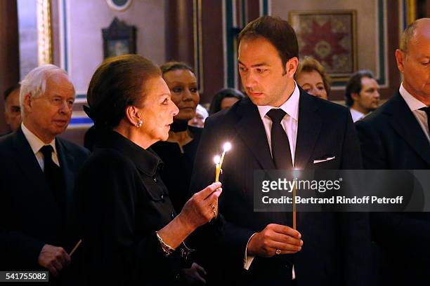 Princesse Barbara de Yougoslavie" and her son "S.A.R. Le Prince Dushan de Yougoslavie" attend the Mass in Memory of "S.A.R. Le Prince Alexandre De...