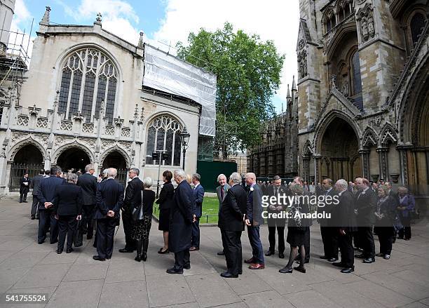 Politicians attend the remembrance service for Jo Cox at St Margaret's church in Westminster Abbey on June 20, 2016 in London, England.