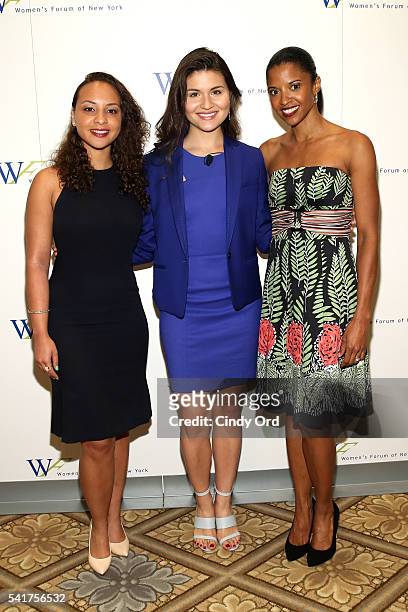 Actors Jasmine Cephas Jones, Phillipa Soo and Renee Elise Goldsberry attends The 6th Annual Elly Awards at The Plaza Hotel on June 20, 2016 in New...