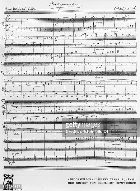 Musiker, Komponist, DAutograph des Knusperwalzers aus der 1893 entstandenen Oper "Hänsel und Gretel