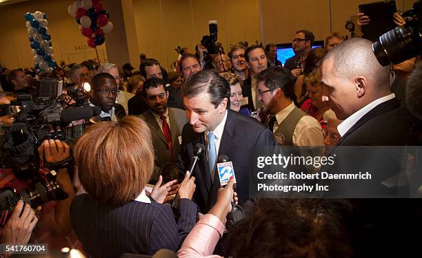 Challenger Ted Cruz gives a victory speech to cheering Texas supporters following his upset victory over Republican favorite David Dewhurst in a...