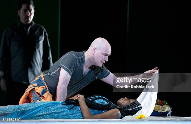 John Mark Ainsley and Ruby Philogene in the English National Opera's Production of Orfeo at the London Coliseum. Composer: Claudio Monteverdi.