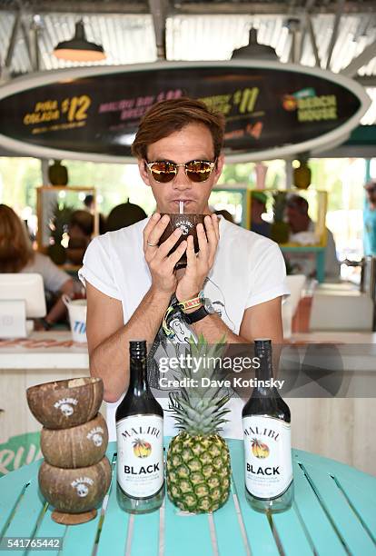 Jean Grobler, frontman and producer for St. Lucia performs a pop-up DJ set at Malibu Rum Beach House at Firefly Festival at The Woodlands on June 18,...