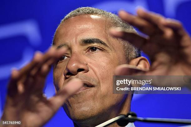 President Barack Obama speaks during a SelectUSA Summit June 20, 2016 in Washington, DC. The Summit is the highest-profile event that promotes...