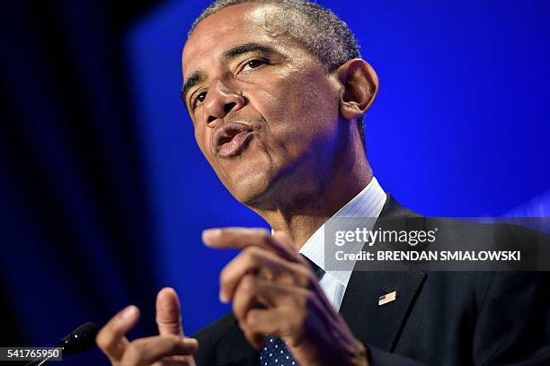 President Barack Obama speaks during a SelectUSA Summit June 20, 2016 in Washington, DC. The Summit is the highest-profile event that promotes...