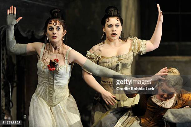Elena Xanthoudakis as Clorinda, Victoria Yarovaya as Tisbe and Elizabeth DeShong as Cenerentola in Glyndebourne's production of Gioachino Rossini's...