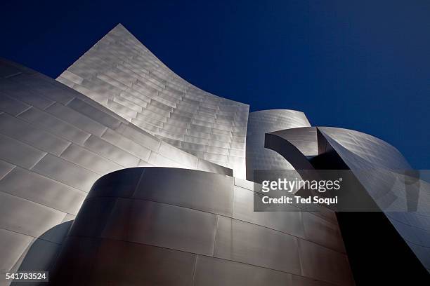 The Walt Disney Concert Hall building on 1st street and Grand Ave in downtown L.A., designed by Frank Gerhry. The 240 million dollar building is home...