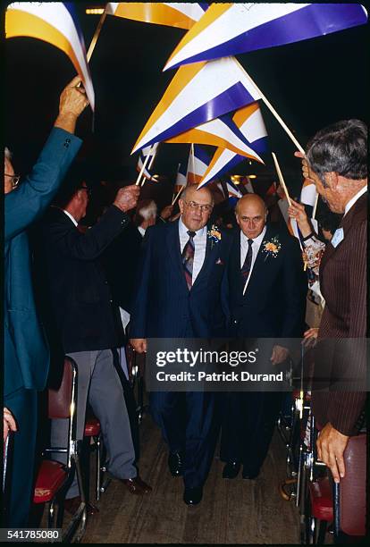 Pieter Willem Botha, the South African President from 1978 and Frederick De Klerk, his successor.