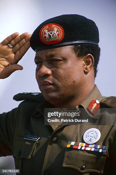 General Ibrahim Babangida, President of Nigeria since the August 1985 coup d'etat, attends the eight Summit of Non-Aligned Countries. He will resign...