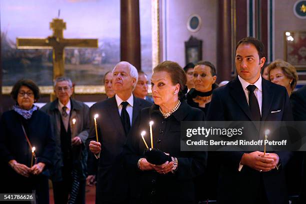 Princesse Barbara de Yougoslavie", her son "S.A.R. Le Prince Dushan de Yougoslavie" and "S.A.S. Prince et Princesse Philipp de Liechtenstein" attend...