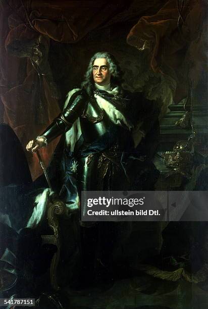 August II. Der Starke *12.05.1670-01.02.1733+König von Polen 1697-1733Kurfürst von Sachsen ab 1694- Porträt in Rüstung- undatiertGemälde von Louis de...