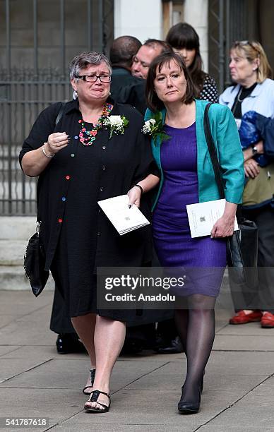 Politicians leave following the remembrance service for Jo Cox at St Margaret's church in Westminster Abbey on June 20, 2016 in London, England.