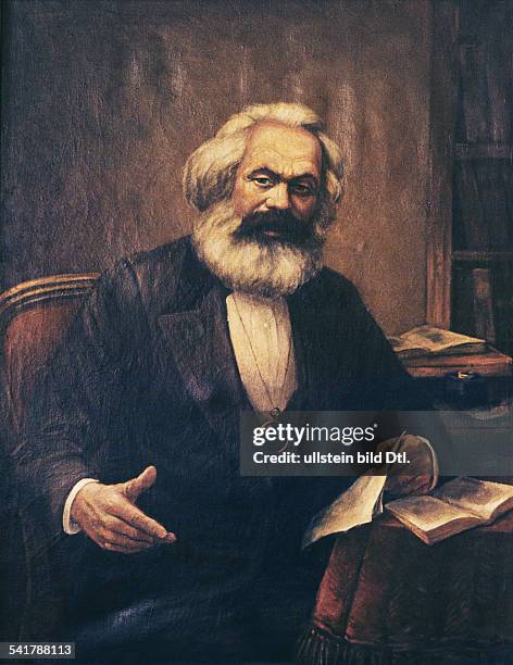 Karl Marx *05.05.1818-14.03.1883+Philosoph, Revolutionär; D- Porträt am SchreibtischGemälde- ohne Jahr circa 1870s