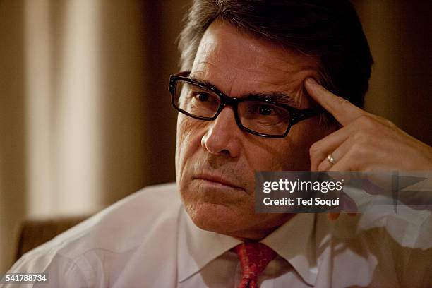 Texas Governor Rick Perry during an interview in his hotel room. California State Convention.